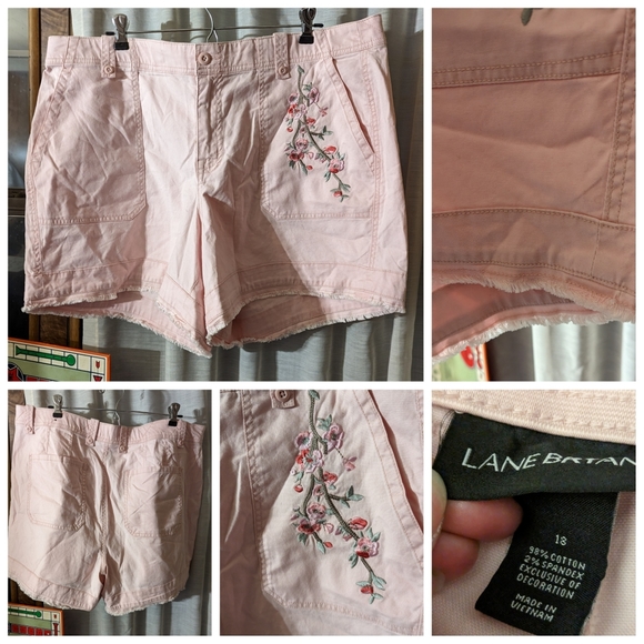 LANE BRYANT WOMEN'S ORANGE ELASTIC WAIST W/ TIE BELT LINEN SHORTS PLUS Sz 22/24